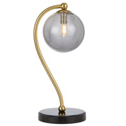 Felton Table Lamp Black Marble, Antique Gold with Smoke Glass