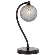 Felton Table Lamp Black with Smoke Tear Pattern Glass