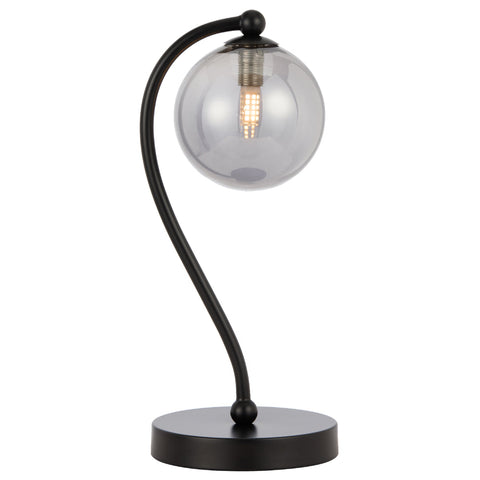 Felton Table Lamp Black with Smoke Glass