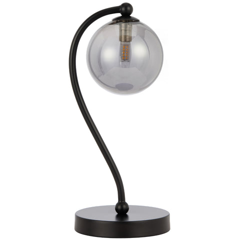 Felton Table Lamp Black with Smoke Glass