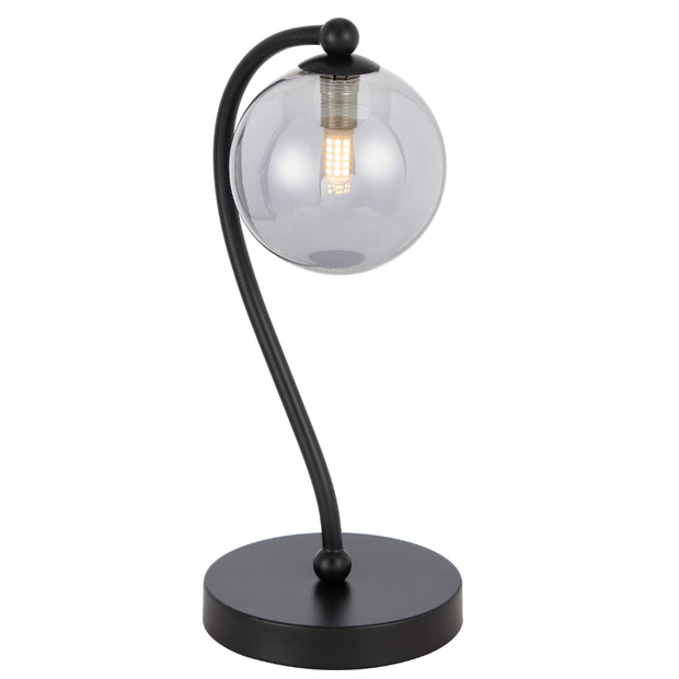 Felton Table Lamp Black with Smoke Glass