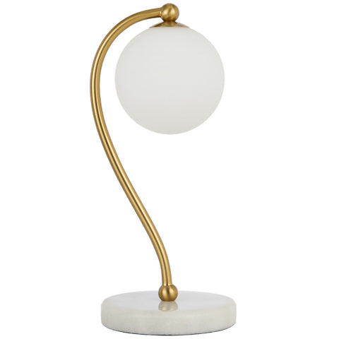 Felton Table Lamp White Marble, Antique Gold with Opal Glass