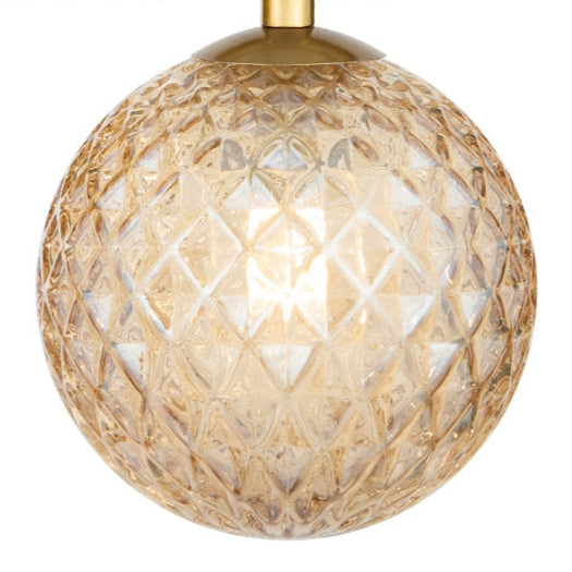 ORTON 7xG9 Antique Gold with Amber Tear Glass Ball 1150mm Pendant