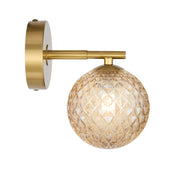 Felton 1lt Wall Light Antique Gold with Amber Tear Pattern Glass