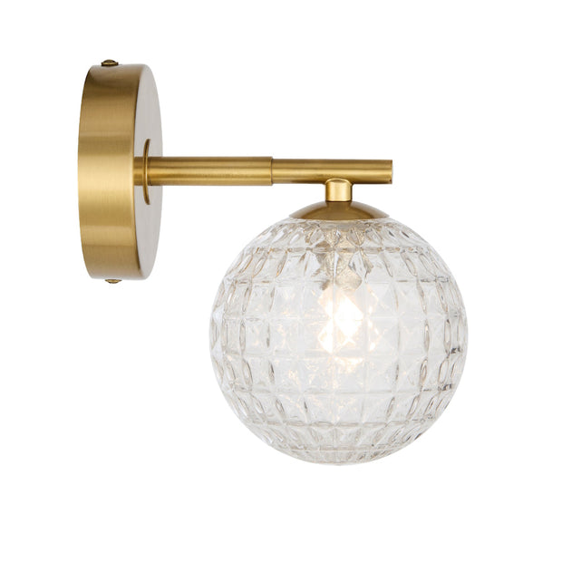 Felton 1lt Wall Light Antique Gold with Clear Prism Pattern Glass