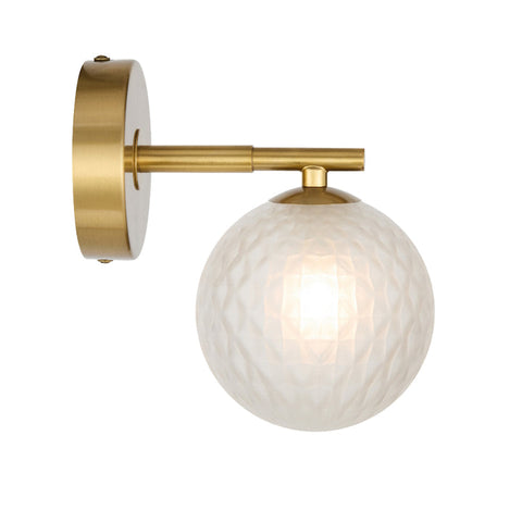 Felton 1lt Wall Light Antique Gold with Frost Tear Pattern Glass