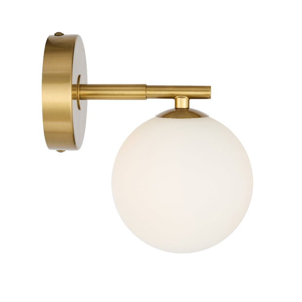 Felton 1lt Wall Light Antique Gold with Opal Glass