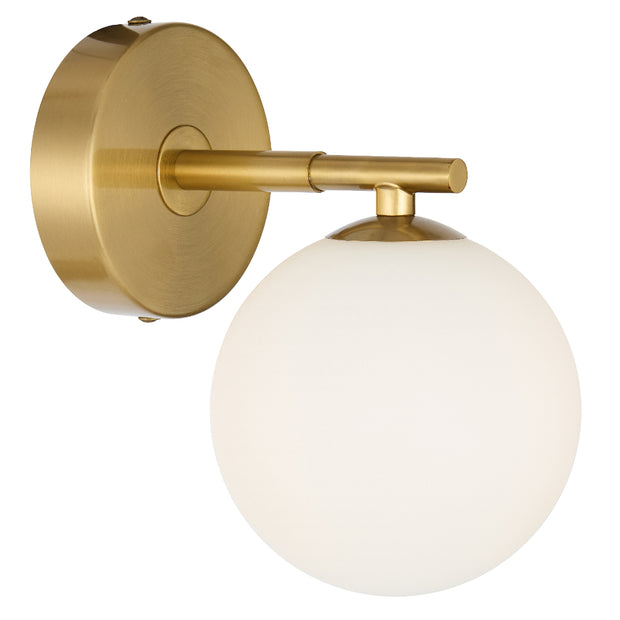 Felton 1lt Wall Light Antique Gold with Opal Glass