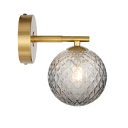 Felton 1lt Wall Light Antique Gold with Smoke Tear Pattern Glass