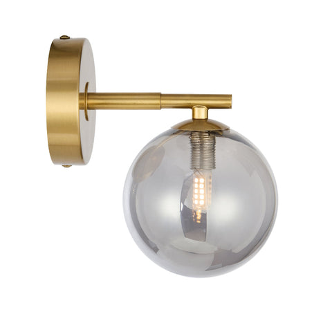 Felton 1lt Wall Light Antique Gold with Smoke Glass