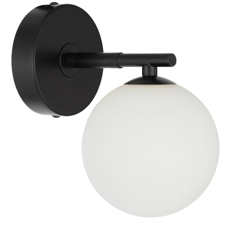 Felton 1lt Wall Light Black with Opal Glass