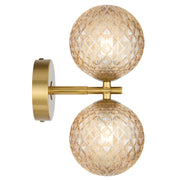 Felton 2lt Wall Light Antique Gold with Amber Tear Pattern Glass