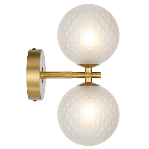 Felton 2lt Wall Light Antique Gold with Frost Tear Pattern Glass