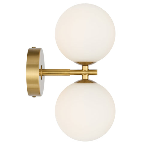 Felton 2lt Wall Light Antique Gold with Opal Glass