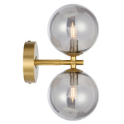 Felton 2lt Wall Light Antique Gold with Smoke Glass