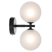 Felton 2lt Wall Light Black with Frost Tear Pattern Glass