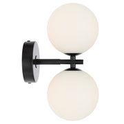 Felton 2lt Wall Light Black with Opal Glass