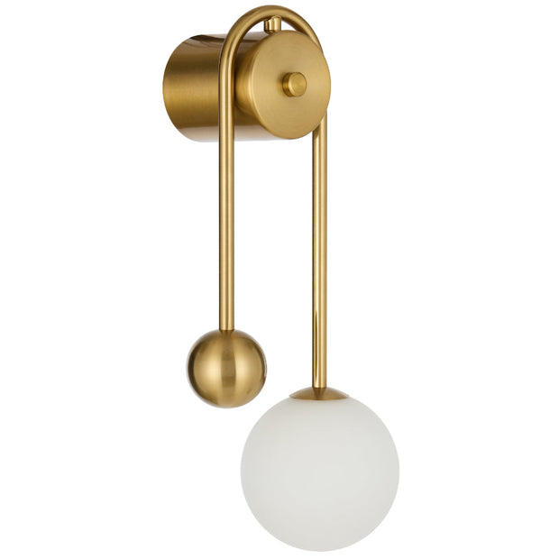 Felton Arm Wall Light Antique Gold with Opal Glass