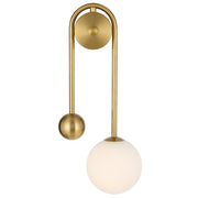 Felton Arm Wall Light Antique Gold with Opal Glass