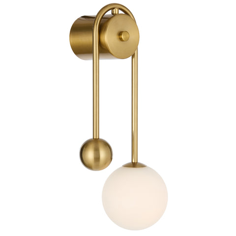 Felton Arm Wall Light Antique Gold with Opal Glass