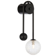 Felton Arm Wall Light Black with Clear Prism Pattern Glass