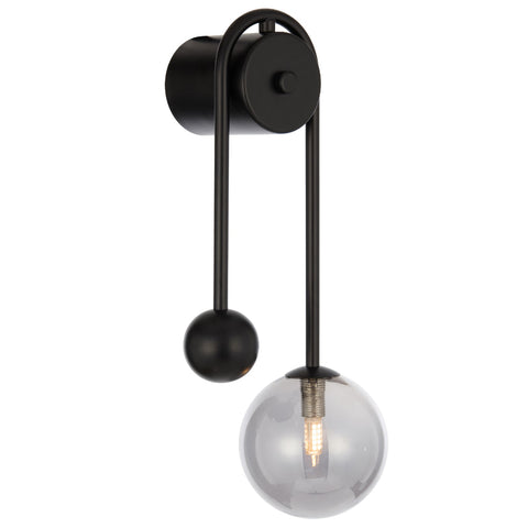 Felton Arm Wall Light Black with Smoke Glass