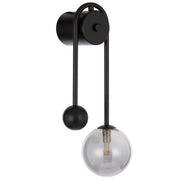 Felton Arm Wall Light Black with Smoke Glass