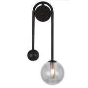 Felton Arm Wall Light Black with Smoke Glass