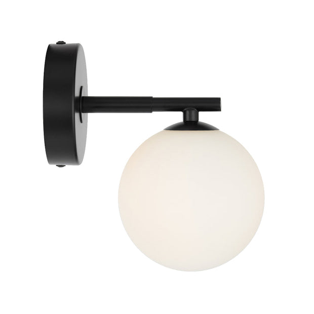 Felton 1lt Wall Light Black with Opal Glass