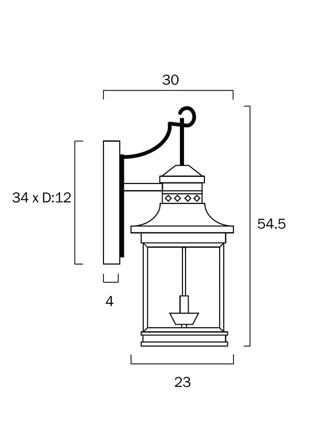 Fergus 2 x E14 IP43 Exterior Wall Light Black