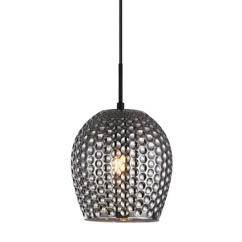 Fossetta Pendant Dimpled Black Glass with Black