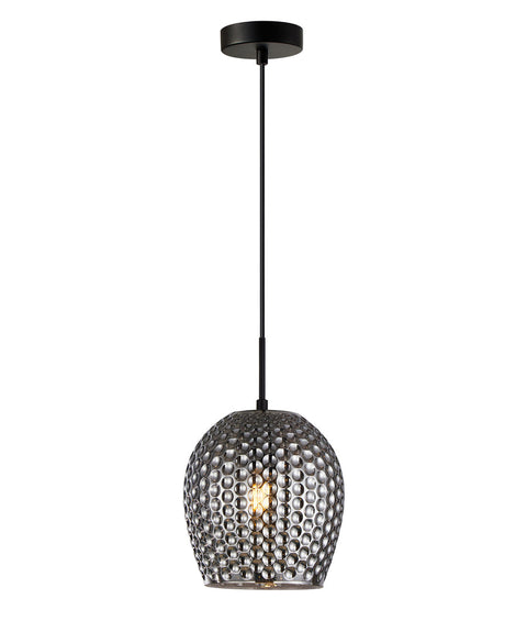 Fossetta Pendant Dimpled Black Glass with Black