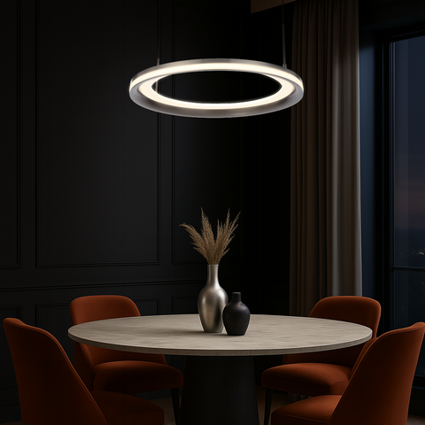 Fulcrum 60cm 60w 3000K LED Dimmable Pendant Pearl Grey/Frost