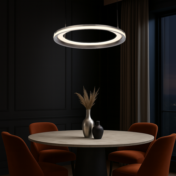 Fulcrum 60cm 60w 3000K LED Dimmable Pendant Pearl Grey/Frost