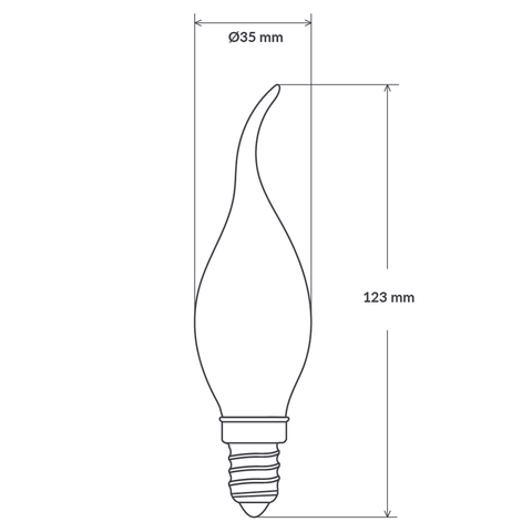 4W Flame Tip Frosted Candle LED Bulb E14 in 2700k Warm White