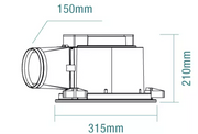 Flow Square Exhaust Fan White with Light Large