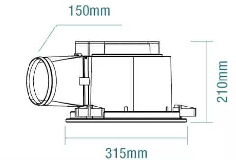 Flow Square Exhaust Fan White with Light Large