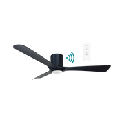 Fresno Flush 3 Blade 52 Hugger DC Smart Ceiling Fan with Dim 16w CCT LED Light Black