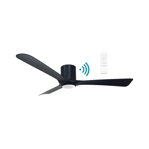 Fresno Flush 3 Blade 52 Hugger DC Smart Ceiling Fan with Dim 16w CCT LED Light Black