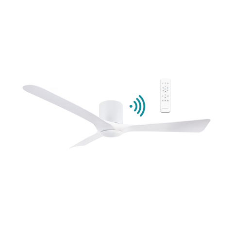 Fresno Flush 3 Blade 52 Hugger DC Smart Ceiling Fan with Dim 16w CCT LED Light White