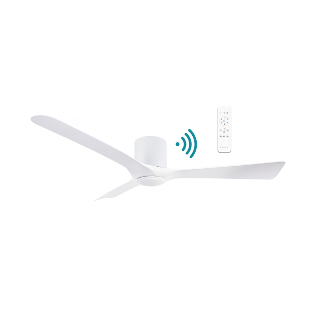 Fresno Flush 3 Blade 52 Hugger DC Smart Ceiling Fan with Dim 16w CCT LED Light White