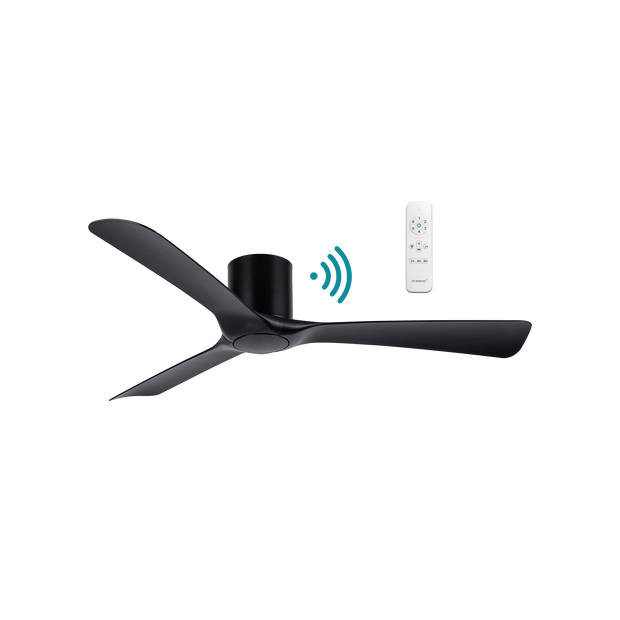 Fresno Flush 3 Blade 52 Hugger DC Smart Ceiling Fan Black