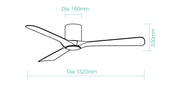 Fresno Flush 3 Blade 52 Hugger DC Smart Ceiling Fan with Dim 16w CCT LED Light Black