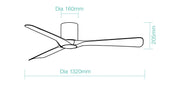 Fresno DC Close to Ceiling 3 ABS Blade 1320mm Hugger WIFI & Remote Control Ceiling Fan Matt Black/Walnut