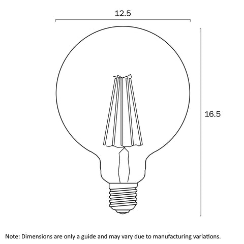 8w E27 LED 3000K Milk Filament Dimmable G125 Globe