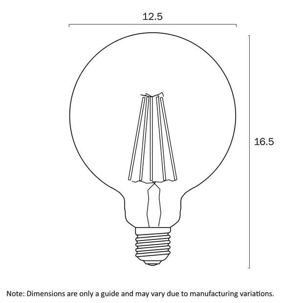 8w E27 LED 5000K Clear Filament Dimmable G125 Globe