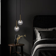 Gaston 2lt Pendant Antique Gold with Smoke Glass