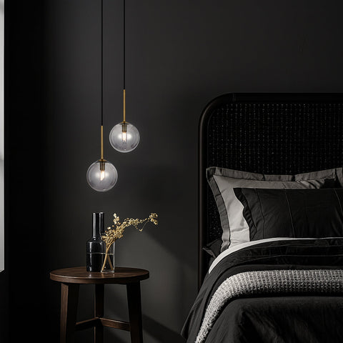 Gaston 2lt Pendant Antique Gold with Smoke Glass