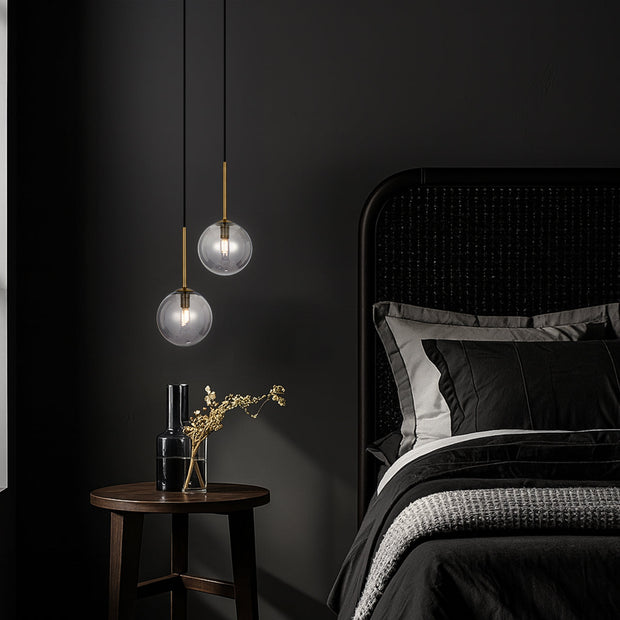 Gaston 2lt Pendant Antique Gold with Smoke Glass