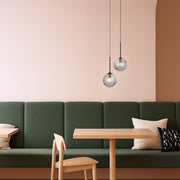 Gaston 2lt Pendant Black with Smoke Glass